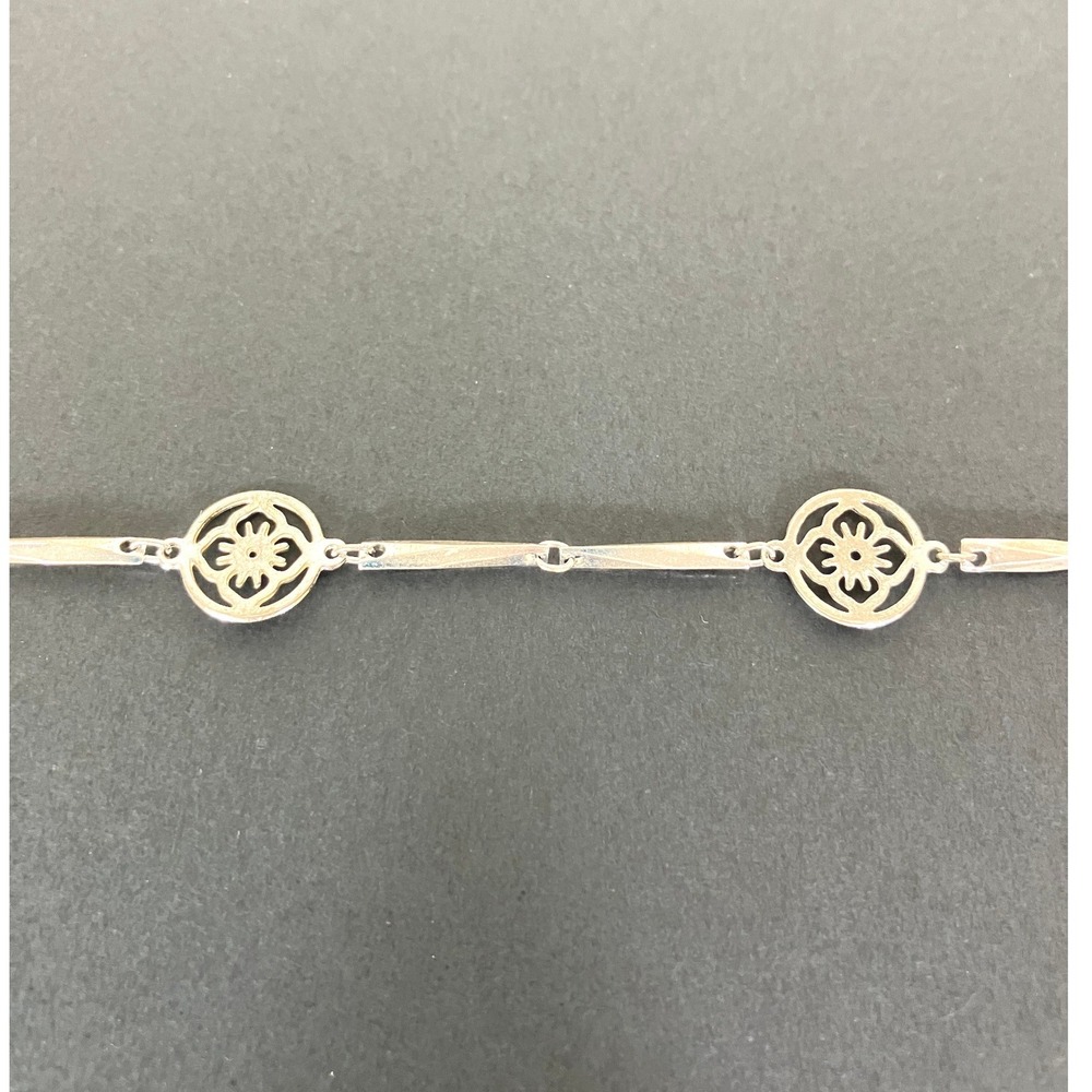Vintage Avon Flowerlace‎ Bracelet Silver Tone Floral Medallion 6.5" Art Deco - Picture 2 of 5